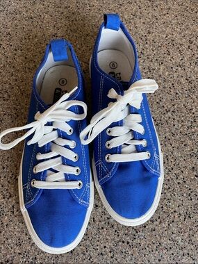 Spotless bright blue sneakers